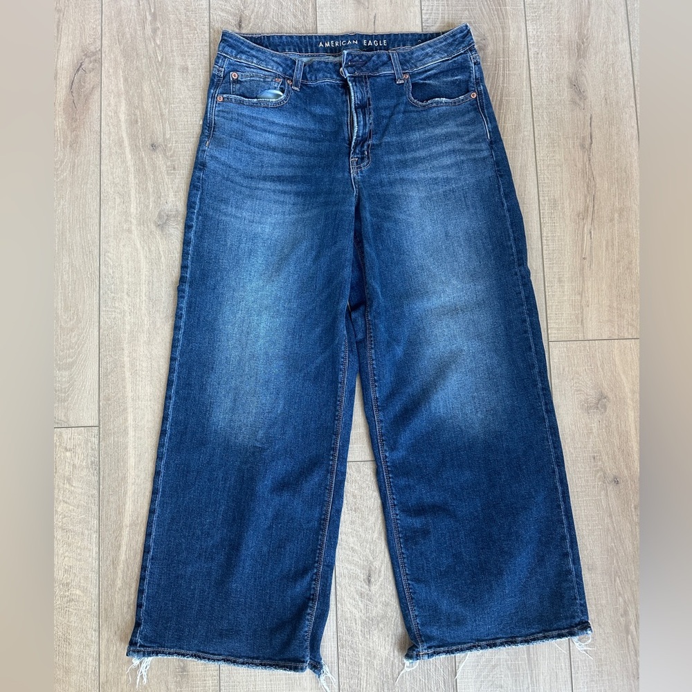 American Eagle Outfitters Dark Blue Wide Leg Jeans